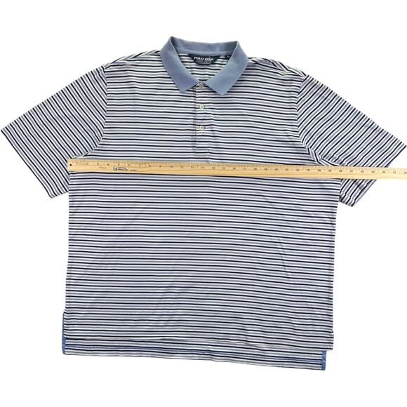 POLO GOLF Ralph Lauren Men's Short Sleeve Pima Cotton Striped Polo Blue/White XL - Picture 6 of 9